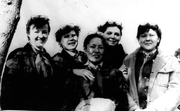 ШПВ 1986. Елена Охотникова, Наталья Горбачева, Мария Слепцова, Людмила Рыгаль, Ирина Шагалина.