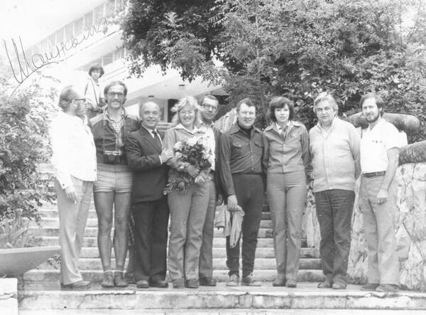 Композиторы Владимир Шаинский, Николай Песков,  Евгений Крылатов. 1982 г.