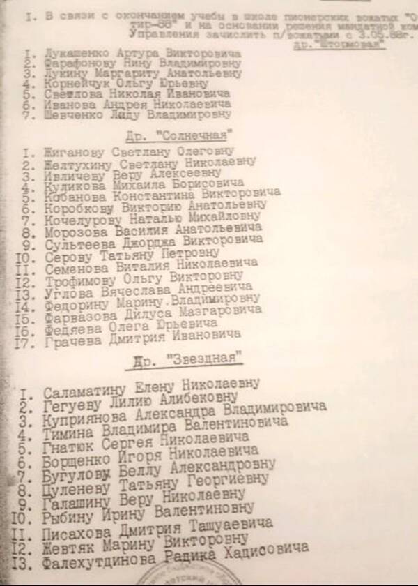 ШПВ  1988  приказ на зачисление